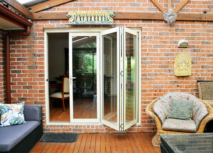 open bi-fold doors or large windows